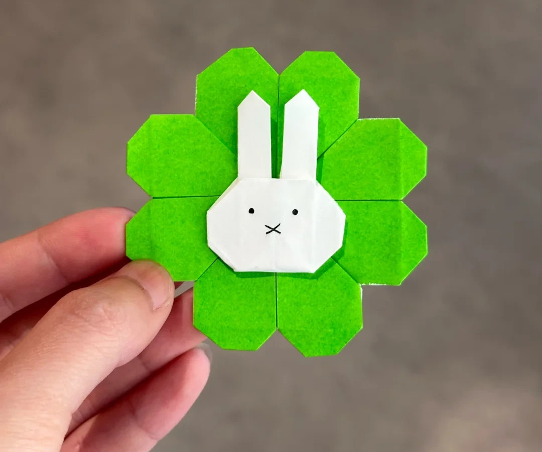 Finished Bunny and Four-Leaf Clover Charm