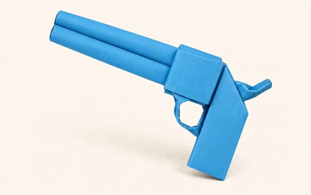 Folded Paper Toy Pistol
