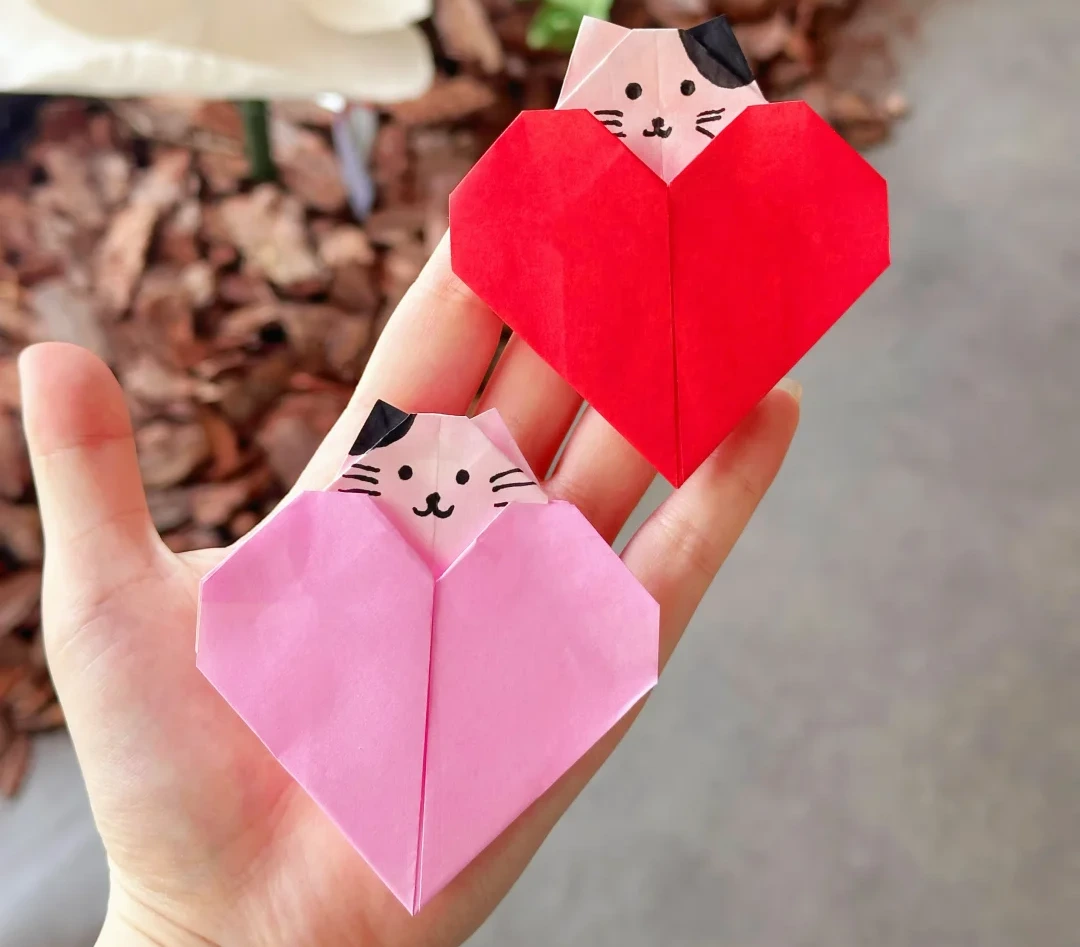 Finished Cat Holding a Heart