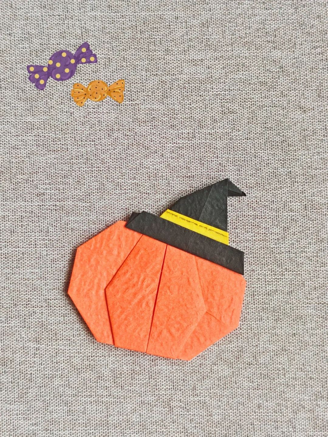 Finished Pumpkin with a Witch Hat